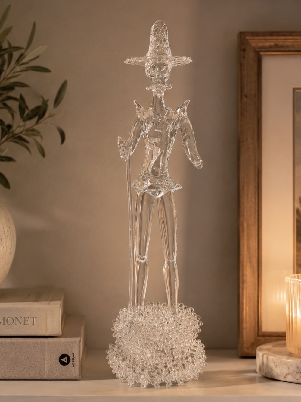 Don Quixote Vintage Glass Figurine Sculpture
